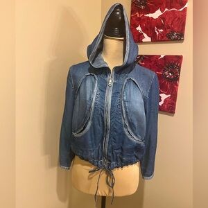 Armani Exchange Denim Hooded Women's Jacket, size Large